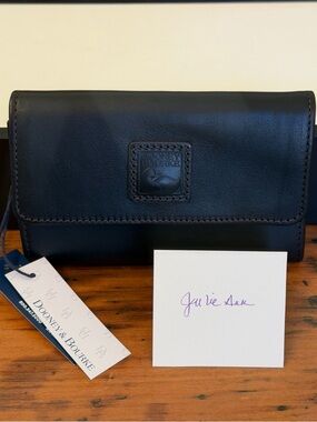 NEW Dooney & Bourke Florentine Black Leather Flap Wallet